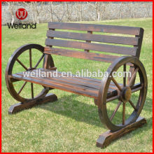 Rustic Outdoor Wooden Wagon Wheel Bench