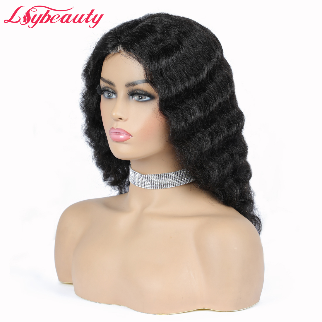 Lsybeauty Deep Wave Human Hair Wigs For Sales My First Wig Natural Black 1B Color Affordable Luvme Hair Wigs For Women