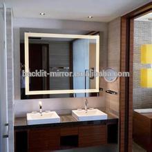 Illuminated bath mirror with touch screen LED light