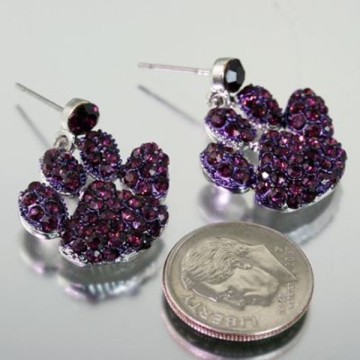 Wholesale Fashion Jewelry PAW Purple Rhinestone Post Earring