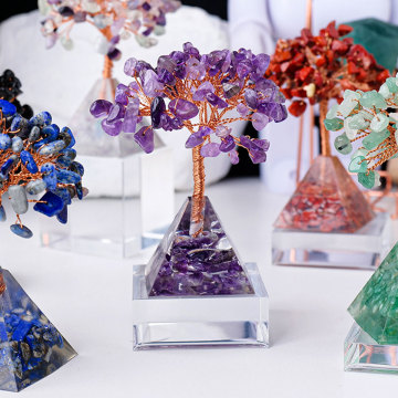 Wholesale Natural Crystal Tree Gemstone Pyramid Home Decor