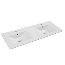 Modern White Double Sink Bathroom Vanity with Ceramic Basins