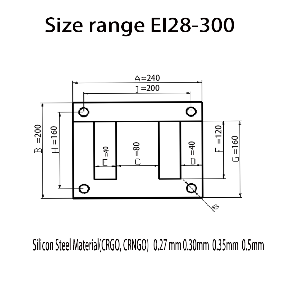 CRNO/CRGO 변압기 라미네이션 코어 EI 240 모양 800 600 0.5mm