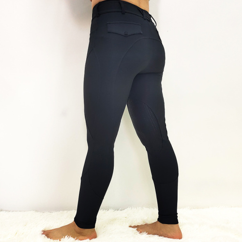 Black Western Equestrian Breeches Knee Patch Female