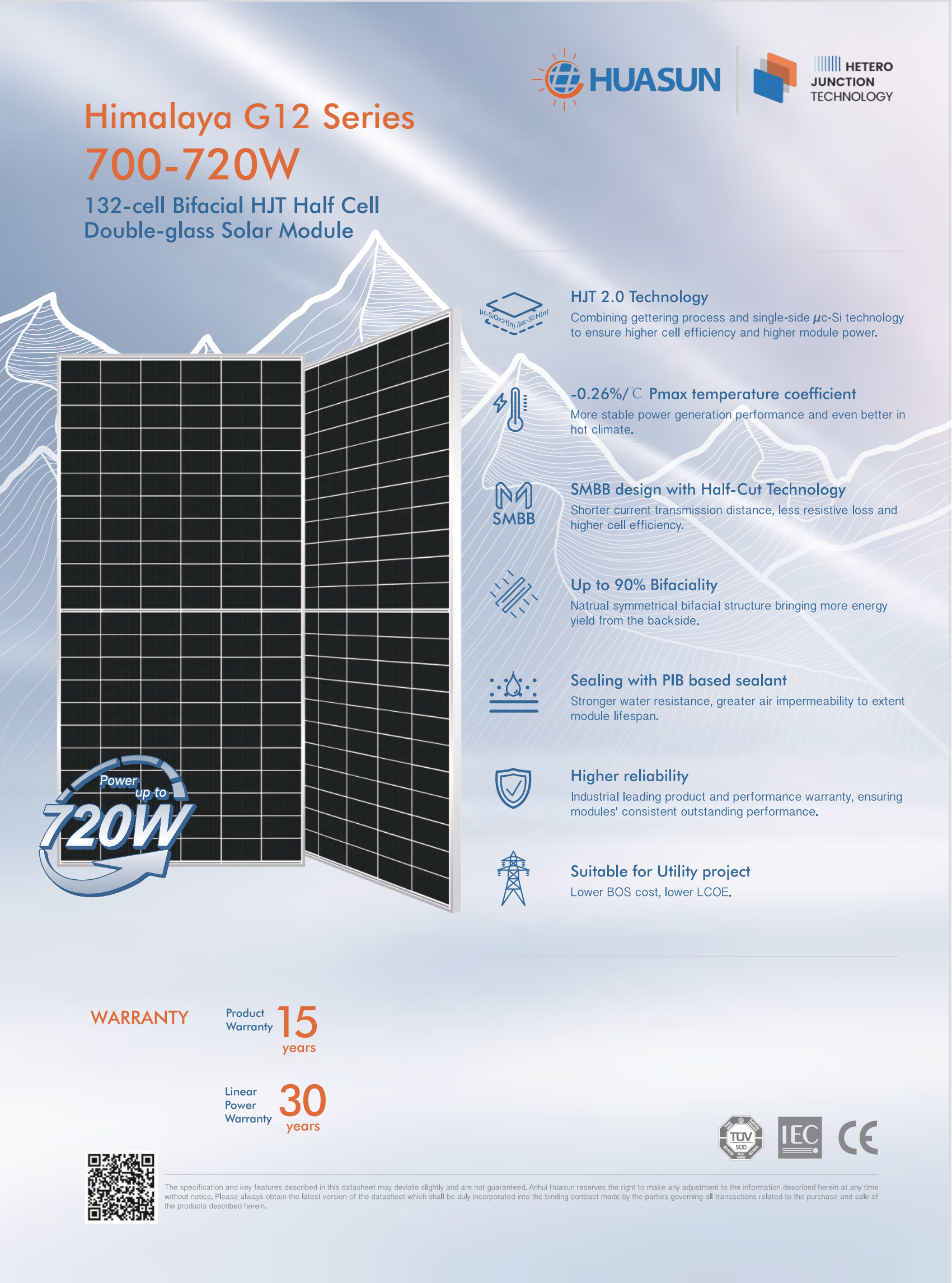 Huasun 700w To 720w Bifacial Hjt Half Cell Solar Panel Modules, High ...