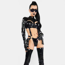 Black Catsuit Catwoman Costume - Factory Sell Sexy Women Halloween Fullbody Leather PU Cosplay
