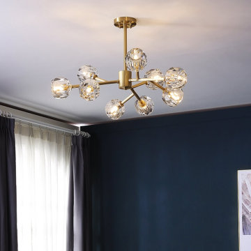 Brass Gold Chandelier Luxury G9 Crystal Glass Brass Gold Ceiling Chandelier Manufactory