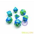 Bescon Mini Gemini Two Tone Polyhedral RPG Dice Set 10MM, Small Mini RPG Role Playing Game Dice Set D4-D20 in Tube, Aquamarine