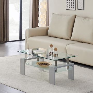 Modern Rectangle Double Glass Coffee Table