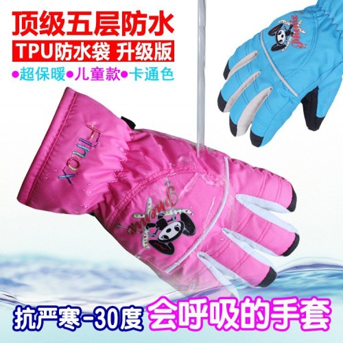 Super Warm Colorful Waterproof Outdoor Ski Gloves for 3-12year Children