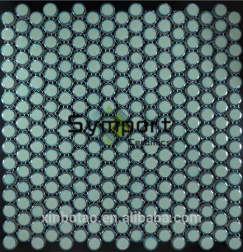 HOT SALE special green color gradient penny round ceramic mosiac tile