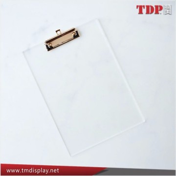 Factory Directly Custom Clear Restaurant Acrylic Menu Gold Clip Board