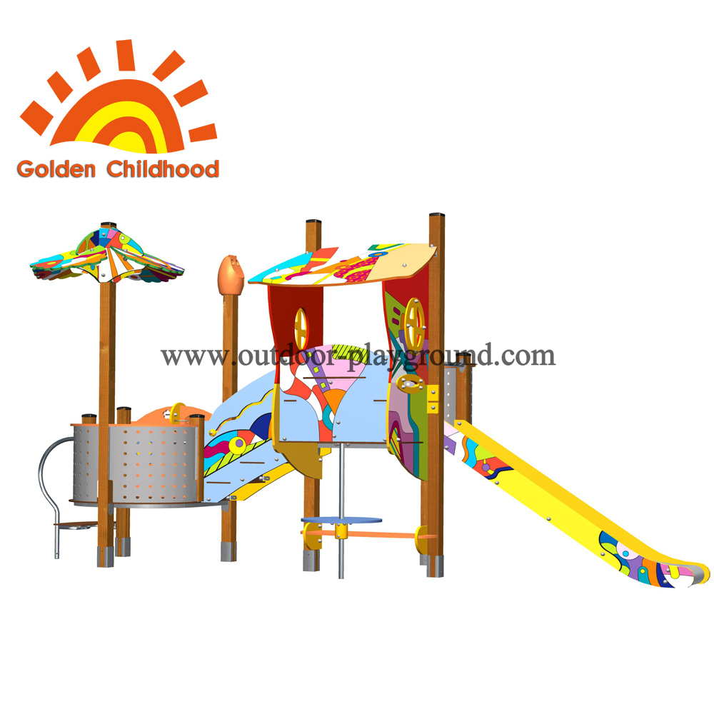 Slide With Playhouse Outdoor Playground Facility For Children