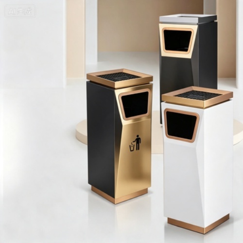 Custom Commercial Lobby Standing Waste Bin With Ashtray For Hotel Reception