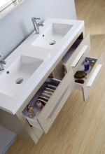 Modern Melamine Bathroom Cabinets With Double Resin Basin