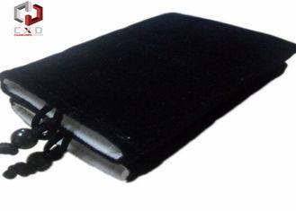 Black Velvet Cell Phone Drawstring Bag For Nikia , Motorola