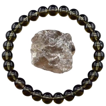 Natural Crystal Smokey Quartz Round Beads Bracelet: Unisex Smoky Quartz Jewelry