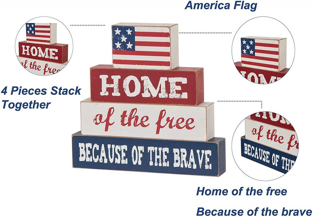 애국적인 미국 국기 나무 블록