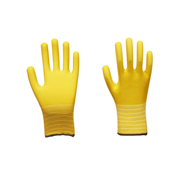 PU Series Yellow Nylon Lined Palm PU Gloves