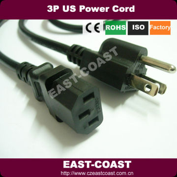 Standard 16AWG 3Pins ul power cord