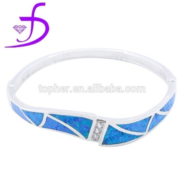 2015 silver opal bangle with cubic zirconia