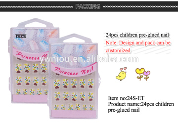 24PCS pre-glued kids press on nail tips children nail tips