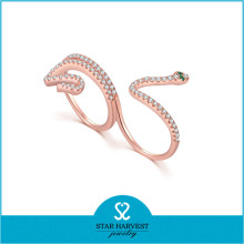 Sterling silver snake shape light weight CZ rings for girl