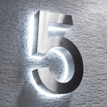 Outdoor Sign Stainless Steel LED Backlit House Number