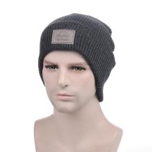 Custom wholesale grey beanie with custom patch label