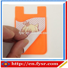 Customized 3m sticker lycra silicone credit card holder with screen clearner