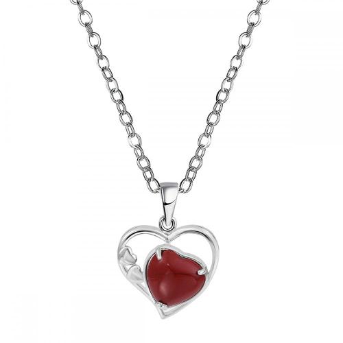 Red Jasper Love Heart Birthstone Pendant Gemstone Necklaces for Women