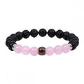 Natural Stone 8MM Black Lava Stone With Gemstone Round Beads and Mood Beads Stretch Bracelet 7.5" Long