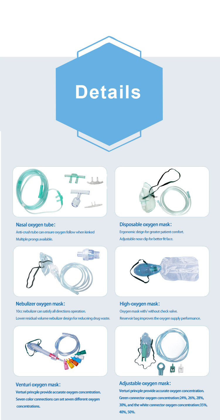 Tuoren different size disposable silicon simple soft-tip nasal oxygen cannula for adult