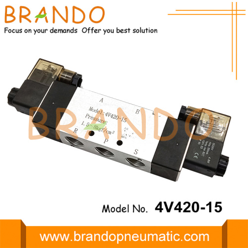 Válvula de aire neumática de doble solenoide 1/2 &quot;4v420-15 5 / 2way