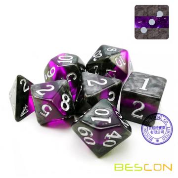 Bescon Mineral Rocks GEM VINES Juego de dados poliédricos D&amp;D de 7, juego de rol RPG Juego de dados 7pcs Juego de AMETHYST