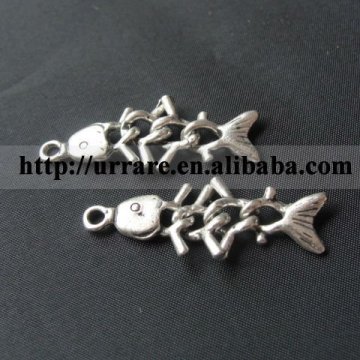 Antic Silver Fish Bone Shape Jewelry Alloy Charm