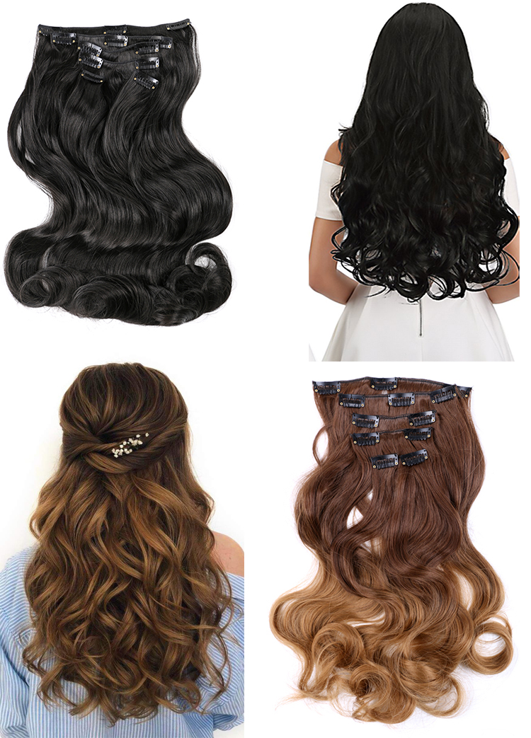 Factory Price Hair Extensions Crochet Hair pieces Braids Attachment Hair Ponytail 5 Pieces Curly Style