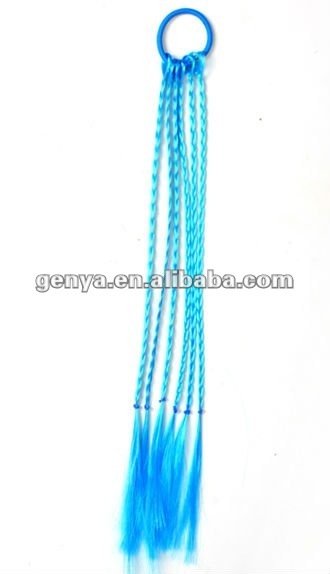 Synthetic Braided Hair Extensions with Elastic Bands