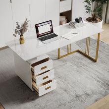 Minimalist White Student Home Study Office Computer Desk with Drawer Storage