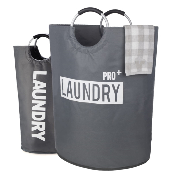 Grey Collapsible Freestanding Laundry Hamper with Handles for Bedroom