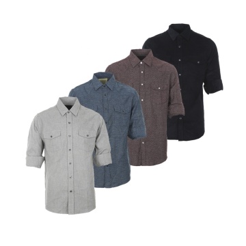 Factory Direct 100% Cotton Gray Thick Flannel Shirts - Slim Fit