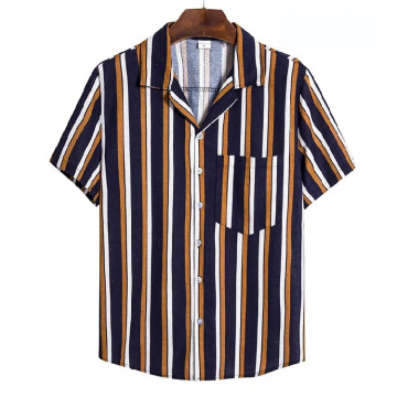 Men's Striped Shirt Buttons Support Customization