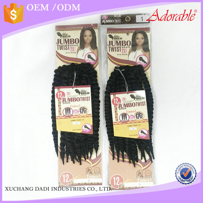 Xuchang Factory African nature Jumbo afro Twist braids 2 styles in 1,synthetic crochet individual eve hair weaves
