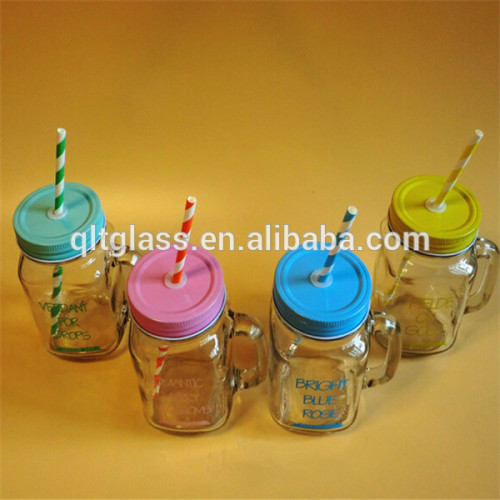 glass mason jar with handle