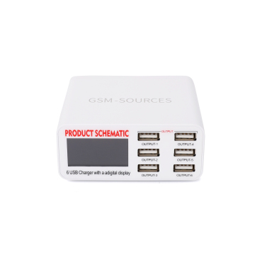 Gsmsources LCD Digital Display HUB 6 Port USB Charger