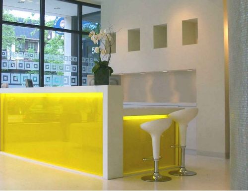 Tw Beautiful Design Corian Artificial Marble Commercial LED Reception Counter (TW-MART-114)