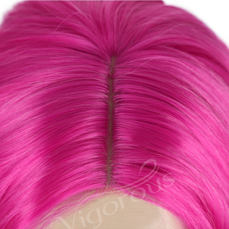 Hot Selling Wholesale U Part High Temperature Heat Resistant Water Wave Pink Bob Short Synthetic Lace Front Wig