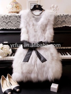 Y.ROGUSA Brand YR029 Ladies Elegant Fox Fur Vest/ Real Fox Belly Fur Waistcoat Women