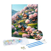 Wholesale Paint by Numbers Mountain Village Kits on Canvas for Home Decor