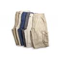 Carga tecida masculina lavada shorts